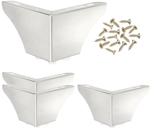 PATIKIL Metal Furniture Legs 2.83 Inch, 4 Pack Triangle Furniture Feet DIY Replacement Legs Modern Style for Cabinet Cupboard Table Couch Sofa Dresser, Silver