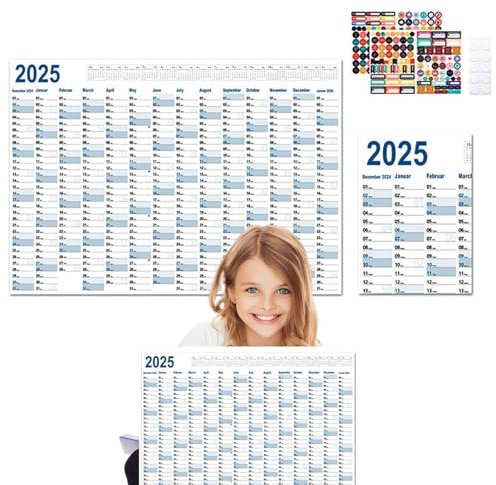 Vllold Kalender 2025 Wandkalender 2025 Wandkalender 2025 einseitiger Monatskalender, 12-monatiger Urlaubskalender für Zuhause, Schule