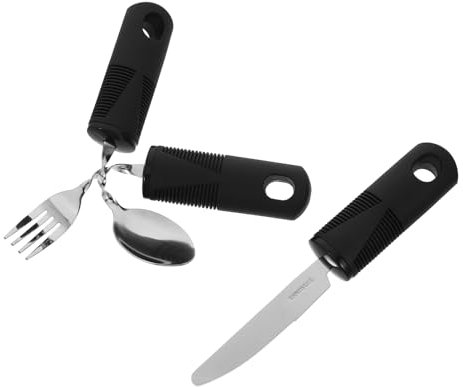 Beaupretty 3stücke Edelstahl Adaptive Essbesteck-set Für Senioren Mit Biegbarem Löffel Und Gabel Anti-shake-design Pp Tpr Material Für Leichtes Reinigen