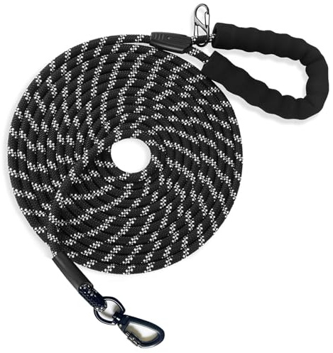 dog Training Leash with Carabiner and Padded Handle, Reflective Durable 10M-20M Long Return System for Small, Medium, and Large Dogs