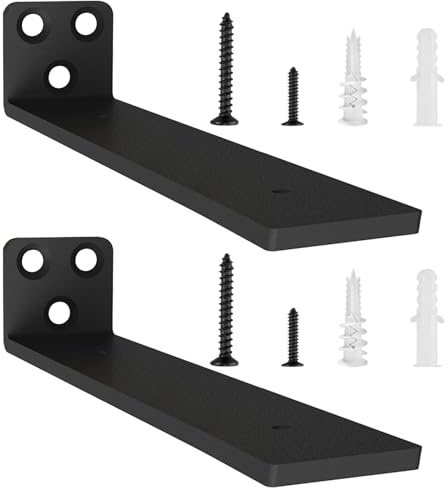 2 Pezzi Supporti per Scaffali, Staffe per Mensole Pesanti, Supporti Mensola Reggi Mensola Porta Mensole da Muroper la Casa, la Cucina e l'ufficio | 20cm, Portata 70 Kg (Nero) 8in