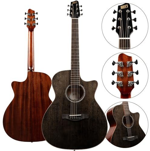 Henry's Daily GAD1 Western-Gitarre – Reichen Warmen Klang & Hochwertige Verarbeitung – Massive Fichtendecke & Mahagonikorpus - Akustikgitarre Für Anfänger & Fortgeschrittene Western Akustik Gitarre