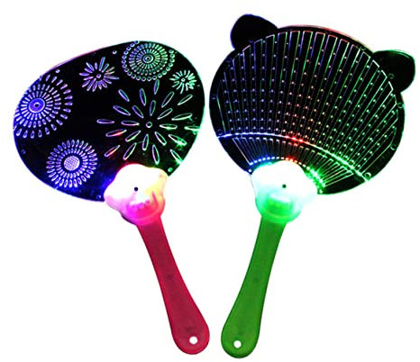 Cabilock 8stücke Cartoon Led Handventilator Aufleuchtend Blinkend Flacher Handventilator Bunte Led Blinken Acryl Griff Kunststoff Taste Rhythmen Sommer Abkühlung Tanzparty Party Auftritt