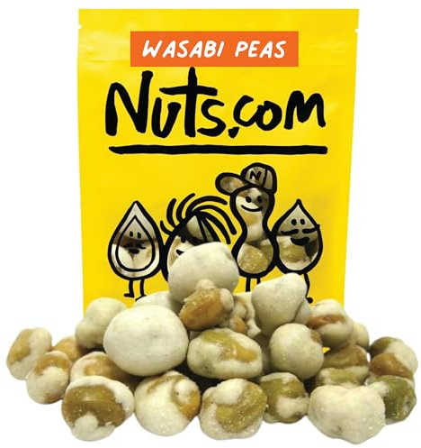Nuts.com Natural Color Hot Wasabi Peas - Sweet and Spicy Wasabi Coated Green Peas - Healthy & Delicious Japanese Snacks w/No Artificial Dyes - Crunchy Pea Snack Packed in a Resealable Bag (1 Lb)