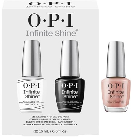 OPI Infinite Shine Long-wear Nail Polish, Gel-Like Nail Varnish with no UV lamp needed, 3-Step System for up to 11 days of vibrant colour, Base Coat & Nail Polish & Top Coat, Barefoot in Barcelona, 3x