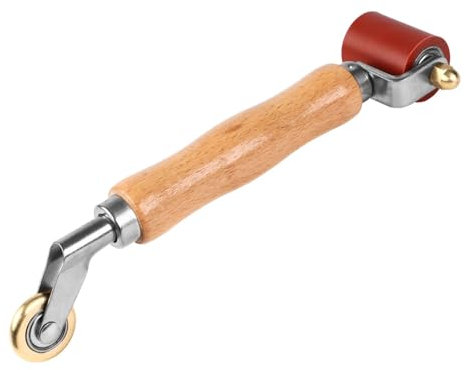 Profi Gummi Andruckrolle mit Metall Eckrolle Ergonomischer Holzgriff für beste Dichtleistungen