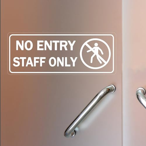 5Pcs No Entry Staff Only Sign,No Entry Sign Staff Only Self Adhesive Waterproof Vinyl Window Transparent Decal - 70mm×180mm (5Pcs staff only sign)