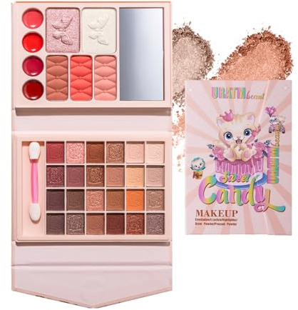 Kivinia 33 Farben Schminkpalette, Make Up Palette mit Blusher, Lippenstift, Highlighter und Lidschattenpalette, Komplettes Starter Makeup Set, Schminkkoffer Geschenke für Mädchen - Kit U122B