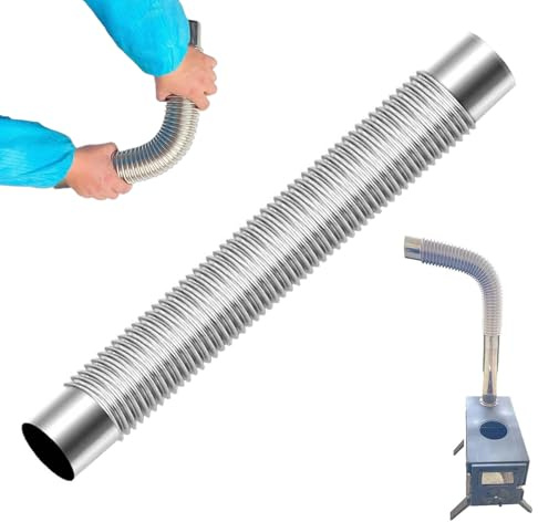 Stainless Steel Chimney Pipe, Adjustable Vent Hose, Metal Stove Pipe, Chimney Liner Bend Replacement Pipes, Wall Pipe Flue Chimney Extension, for Wood Log Burning Stoves