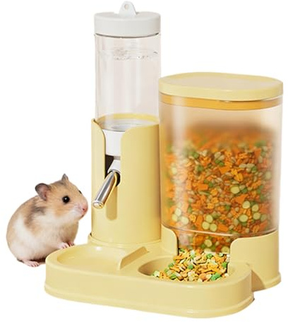 Kleintier Futterspender - Innovativer Hamster Wasserspender Mit Napf, Tropfsichere Trinkflasche Für Nager, Stabiler Doppelfunktionsspender Mit Futterfach | Hamster Mäuse Chinchillas Ratten Ställe