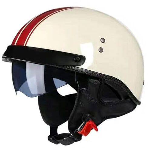 Caschi Jet E Demi-Jet Moto Stile Vintage Caschi Cromwell Con Visiera Casco Da Motociclista Per Uomini Donne Omologato ECEDOT Casco A Scodella Per Scooter Mezzo Casco 2,XXL:63-64CM