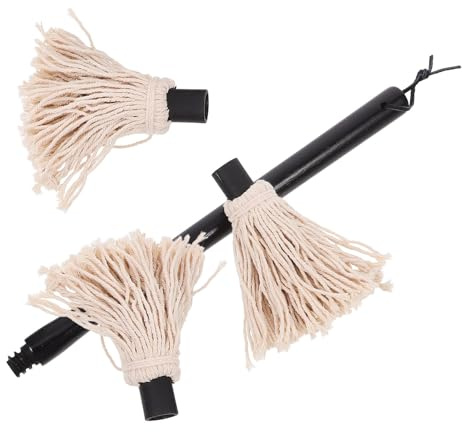 WATIIFUFU Balai Barbecue avec Manche Bois Brosse à Badigeonner pour Gril avec Têtes de Rechange pour Rôtir Griller et Badigeonner Sauces et Huiles et Multi-Usage