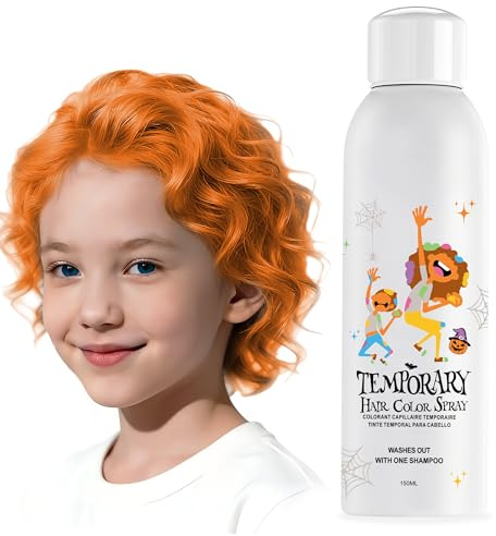 Orange Temporäre Haarfarbenspray - Sofortige & Auswaschbare Haarfarbe für Teens, Frauen, Männer - Für Halloween, Cosplay, Kostümparty, Weihnachten - 150ml