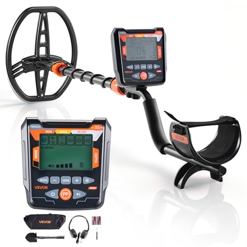 VEVOR Metal Detector per Adulti Kit Rilevatore d'Oro Bobina di Ricerca Impermeabile IP68 con Display 5 Modalità, Lunghezza Regolabile Profondità di Rilevamento 254 mm per Caccia Giardino Spiaggia
