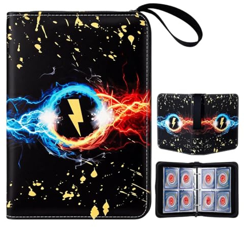 Sammelkarten Album Binder, 400 Taschen Sammelalbum für Karten 50 Seiten, PU Wasserdichter Karten Sammelalbum mit Reißverschluss, Tragbarer Sammelmappe Karten Ordner Heft (Schwarz+400)