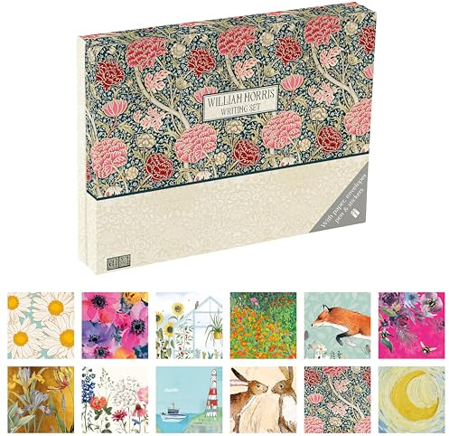 TGSC | William Morris - Cray Ballpoint Pen & Stationery Set | Letter Writing Set with 32 A5 Sheets, 16 Envelopes & 2 Letter Seals
