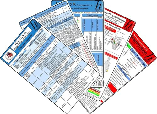 Ambulanz Karten-Set 2025 - EKG, Laborwerte, Notfallmedikamente, Reanimation