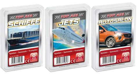 AssAltenburger 3-er Set Quartettspiele - Quartett Verkehr Bestehend aus 1. Schiffe - 2. Jets- 3. Autosalon