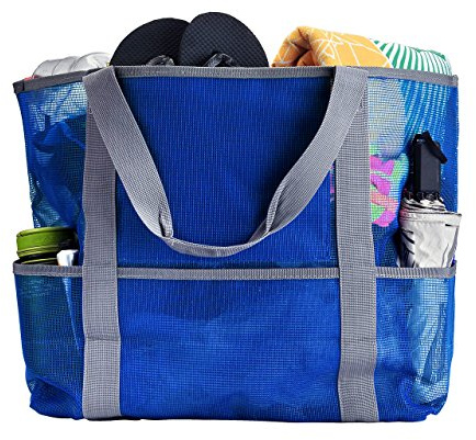 Faletony Strandtasche XXL Familie Badetasche Groß Strandtasche mit Reißverschluss Mesh Beach Bag Faltbare Badetasche für Damen Herren für Reisen Einkaufen und Alltag