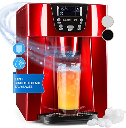 Klarstein Machine a Glacons pour la Maison, Capacité de 2L, Fabrique Rapidement Jusqu'à 12kg de Glacons, Alarmes de Sécurité, Machine à Glaçons de Comptoir, Ice Maker, Distributeur Eau Froide