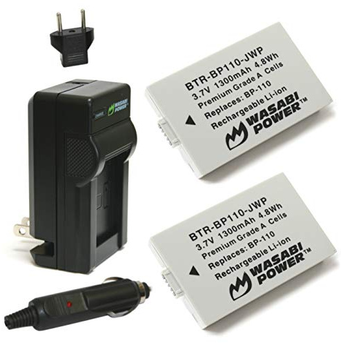 Wasabi Power Battery (2-Pack) and Charger for Canon BP-110 (Fully Decoded) and Legria HF R26, Legria HF R28, Legria HF R206, Vixia HF R20, Vixia HF R21, Vixia HF R200