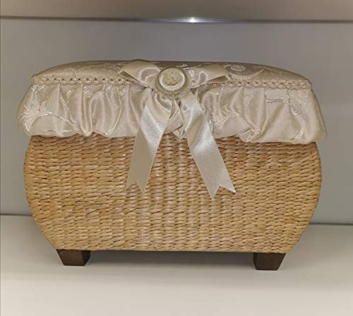 BAULE IN VIMINI CON COPERICHIO IN STOFFA