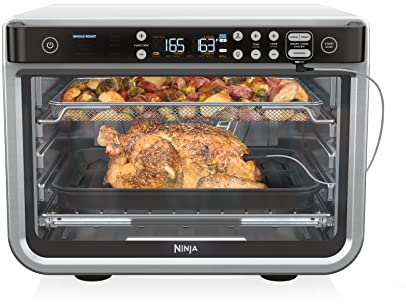Ninja DT251 Foodi 10 en 1 Smart XL - Horno de freír al aire, hornear, asar, tostar, tostar, tostador digital, termómetro, convección envolvente real de hasta 232.2 °C, incluye 6 bandejas y guía de