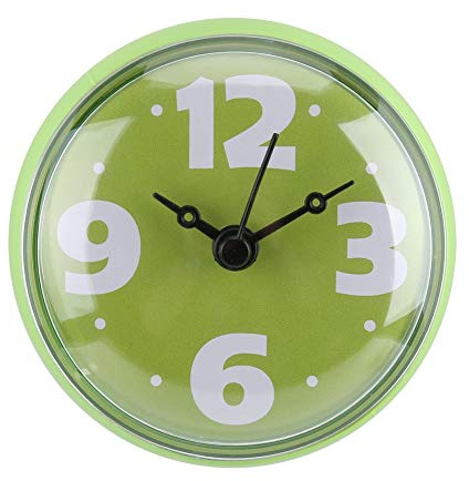 Fdit Badezimmeruhr, Duschuhr, wasserdichte Uhr Badezimmeruhren Badezimmeruhren Wandschule für Badezimmerarbeit für die Küche(Green)