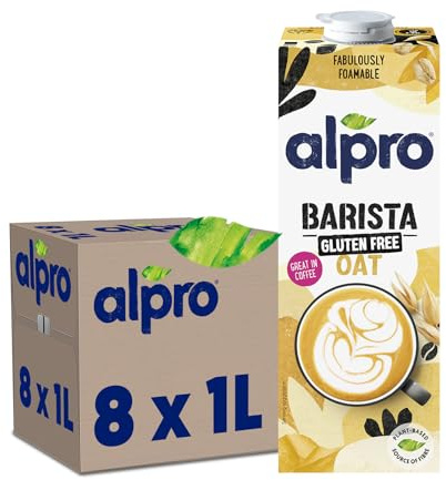 Alpro Haferdrink Barista – 8x1L – Zum Aufschäumen – Vegan – Glutenfrei