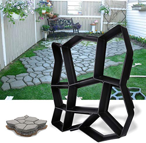 EINFEBEN Pflasterform Pflaster Gehweg Form 43 x 43x 4cm schwarz wiederverwendbarPflasterform Schablone für Beton, Gartenweg Schablone, Pflastersteine, Terrassenplatten - Unregelmäßig Betonform