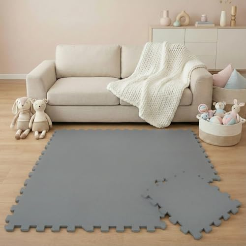 LittleTom 9 Piezas Alfombra Bebé Desde el Primer Mes - 30x30 cm Colchoneta de Espuma EVA Acolchada - Superficie Puzzle Antideslizante para Niños Pequeños - Suelo Protector para la Habitación Infantil