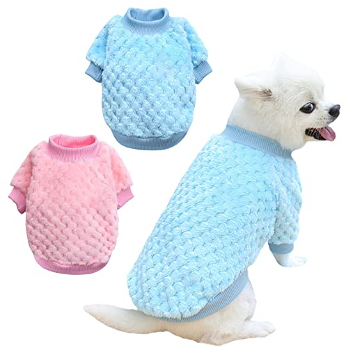 2 Stück Haustier Katze Pullover Fleece Warm Hundepullover Winter Warmer Sweater Koralle Fleece Hund Pullover Supplies Niedlicher Katze Outfit