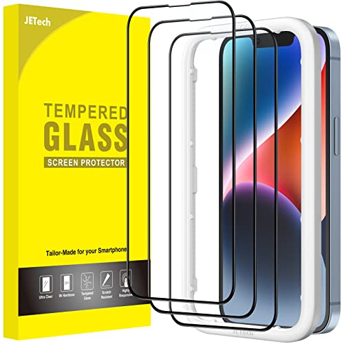 JETech Full Screen Schutzfolie für iPhone 14 Plus, 3 Stück | Schwarzer Rand Gehärtetes Glas Displayschutzfolie, mit Installationshilfe, HD Klar, Hüllenkompatibel