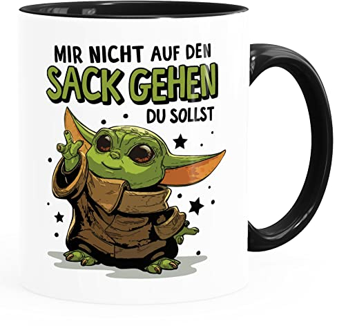 MoonWorks Kaffee-Tasse mit Spruch Mir nicht auf den Sack gehen du sollst Baby Bürotasse lustige Kaffeebecher Weiss-innen-schwarz standard