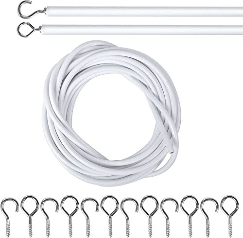 Quercos. Espiral visillos- Gusanillo para Cortinas- Alambre de Cortina- Cable para Cortina- Accesorios para Cortinas con Ganchos y hembrillas. para visillos y Cortinas Ligeras (3 MT)