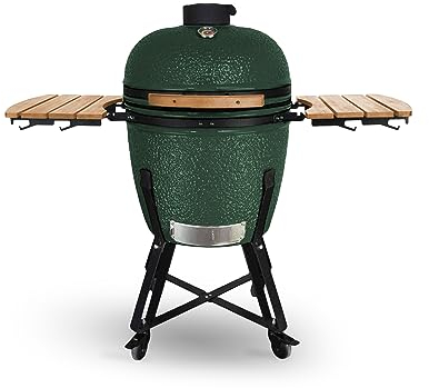 CREATE Kamado - Barbecue in ceramica da 53,3 cm, con regolatore di temperatura e 2 sorgenti di ventilazione, colore: verde