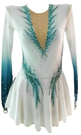 LIUHUO Eiskunstlauf-Kleid Mädchen mit Fingerärmeln Wettbewerb Performance