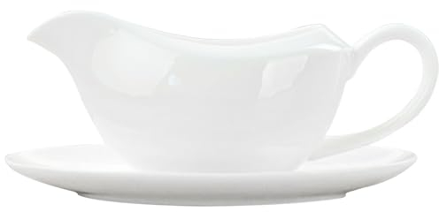 Gravy Boat with Saucer 420ml Ceramic Gravy Bowl Hotel Restaurant Gravy Jug with Handle Gravy Boat for Salad Dressing Black Pepper Sauce