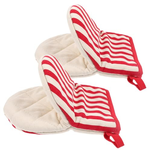 TOPBATHY 2 Paires de Four Pratique de Casserole de Cuisson Un Barbecue manique de Cuisine de Cuisine Mitaines résistantes à la Chaleur Anti-brûlure Rouge