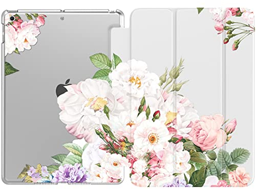 TiMOVO Case for iPad 10.2, Slim Translucent Hard PC Protective Smart Cover with Stand, Blooming Bouquet