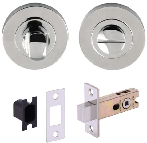 DIRECT DOOR HANDLES® Bathroom Toilet Door Thumb Turn Lock and Emergency Release Deadbolt Kit - Polished Chrome Finish - Deadbolt 76mm Overall