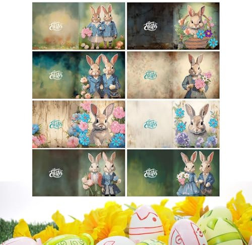 Osterhasen Strass Kunst Kits Strass Kunst Osterhasen Strass Kunst | 5D Grußkartenherstellung Zubehör - Buntes Kunsthandwerk Set zur Entwicklung praktischer Fähigkeiten