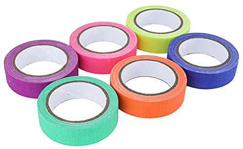 JTLB 6 cintas adhesivas, cinta de tela de algodón de 6 colores, alta viscosidad, cinta fluorescente ampliamente utilizada para decoración del hogar, espectáculo de escenario