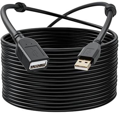 USB 2.0 Extension Cable 30FT / 10M, USB Type A to A, Long Active USB 2.0 Extender, Male to Female Repeater Cable, 480Mbps Transfer Speed for Game Consoles, Printer, Camera, Keyboard, Hard Drives