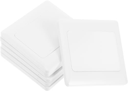 jojofuny Plaque Cache Trou Mur Blanche en Pc Résistante à L’usure 6 Pièces Facile à Installer Cache-interrupteur pour Maison et Rénovation