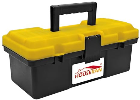 HOUSERAN Tool Box, Portable 12 Plastic Toolbox with Handle, lockable Small Tool Case, Heavy Duty Tool Storage Boxes for Garage, Hobby, Craft