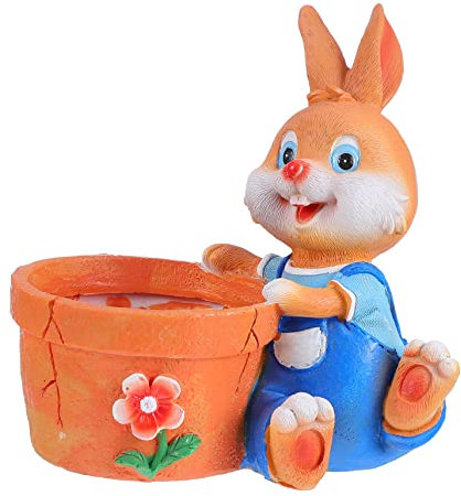 BCOATH Flower Pot Bunny Planter Cartoon Resin Plant Container Für Innen Und Außendekoration Niedlicher Kaninchen-übertopf Mit Drainageloch Für Kleine Pflanzen Und Sukkulenten