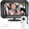 FNITAER Baby Kamera Auto mit 4.3 Display, Spiegel auto baby rückbank 1080P,Baby autospiege mit HD Nachtsicht und 120°-Betrachtungswinkel,Auto-Babyphone einfache Installation Cigarette Lighter,Schwarz