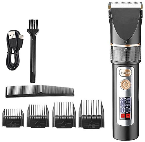 Maquina de Cortar Pelo Hombre, Professional Hair Clipper Adjustable Ceramic Blade Trimmer Salon Low Noise Turbo Motor Hair Cutting Machine Rechargeable