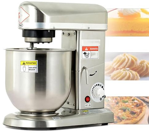 Commercial Food Mixer with Dough Hook, Stainless Steel Stand Mixer, Multifunction Blender for Pizza Bakery, 3 Speed Electric Mixer for Bread Cake